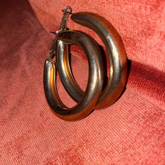 Vintage Gold Tone Wide Hoop Earrings